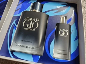 Giorgio Armani Acqua Di Gio Profondo 100ml EDP & 15ml EDP Travel Spray Gift Set - Picture 1 of 6