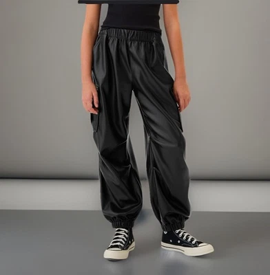 Pantalones de paracaídas cargo de cuero sintético Gap negros talla XL (12) NUEVOS CON ETIQUETAS Foto 1 de 4