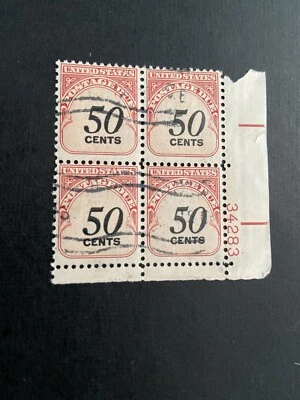 US Stamp Scott-#J99 -Plate block Of 4-Used - Image 1 of 2