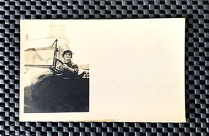 WOMAN WEARING MEN'S CLOTHES DRIVING AUTOMOBILE RPPC REAL PHOTO CROSS DRESSING - Picture 1 of 2