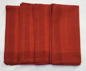 4 Pier 1 Imports Hohlsaum Rost Baumwolle Servietten 20x20 Rot Braun Orange Mischung - Bild 1 von 15