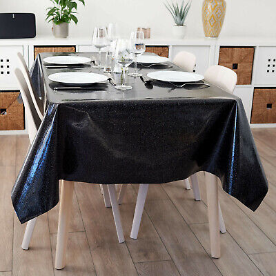 Wipe Clean Tablecloth PVC Vinyl Black Glitter Sparkle Wipeable Table Cover • 1.20£