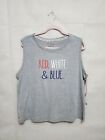 Rae Dunn Patriotic 4th of July Red White & Blue Muscle Tank Top