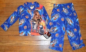Star Wars 2 Piece Flannel Sleepwear PJ Pajamas Size 4 R2D2 C3PO Chewbacca - Picture 1 of 3