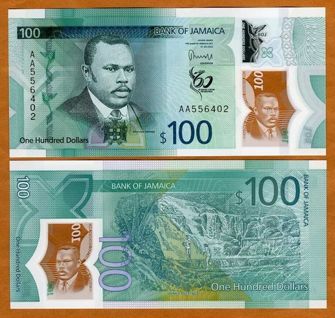 Jamaica, $100, 2022 (2023), P-W97 , AA-Prefix UNC Redesigned Polymer Cover