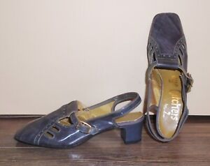 Chaussures à talons frondes pour femmes vintage années 1970 gris marbré brevet orteil fermé taille 5 1/2 Neuf dans leur emballage d'origine