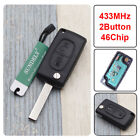 For CITROEN C2 C3 C4 PICASSO 2 Button Remote Alarm Flip Key Fob 433MHz ID46 K15