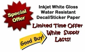 INKJET glänzend weiß wasserfest Foto Aufkleber Papier - 10 Blatt - KOSTENLOSER VERSAND! - Bild 1 von 3
