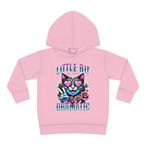 Colorful Cat Graphic 'Little Bit Dramatic' Toddler Pullover Hoodie - Picture 1 of 25