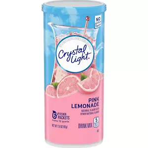 Crystal Light Pink Lemonade Powdered Drink Mix, Caffeinated, 2.9 Oz (Pack-6) - Picture 1 of 10