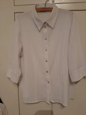wunderschöne edle Bluse- gecrasht- Weiß  von Nice Day Gr. 48 - Bild 1 von 4