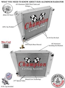 KR Champion 2 Row Radiator for 1966 - 1977 Ford Bronco Ford V8 Conversion #EC522 - Picture 1 of 7