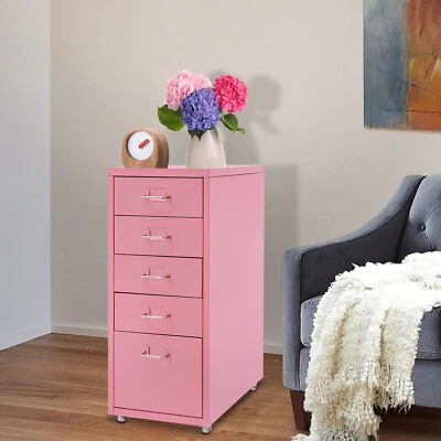 Gabinete de almacenamiento de archivos de metal moderno Gabinete de almacenamiento con ruedas y 5 cajones  Foto 1 de 4