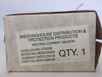 WESTINGHOUSE CTK250 NEUTRAL CURRENT SENSOR CURRENT RATIO 250:06 MTR-1029-02 - Image 1 of 3