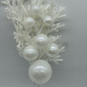 Valerie Par Hill Glitter Cedar Ornament Picks Set of 6- White