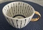 THE OLD POTTERY CO Ceramic Mug With Gold Handle Coffee Cup Irregular Shaped.