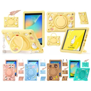 3D Cartoon Silicone Rugged TPU+PC Strap Stand Case For iPad 9/8/7th Gen 10.2 10" - Picture 1 of 33
