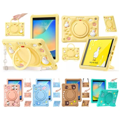 3D Cartoon Silicone Rugged TPU+PC Strap Stand Case For iPad 9/8/7th Gen 10.2 10" - Image 1 of 4