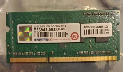 Advantech 2GB SO-DIMM 1Rx8 1600 MHz DDR3L Memory AQD-SD3L2GN16-SQ - Image 1 of 3