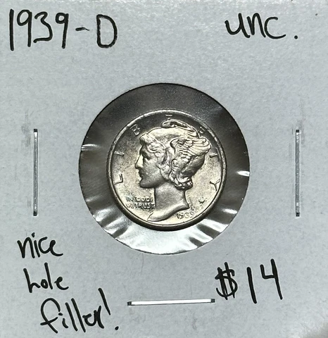 1939 D Mercury Dime UNC Cover