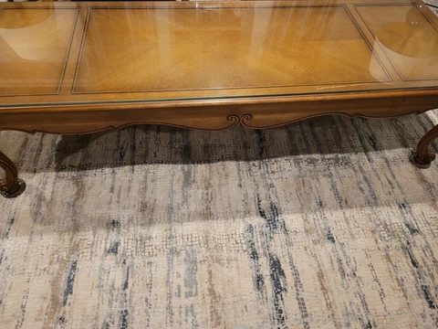 Vintage French Provincial Wood Coffee table with removable glass top Cover