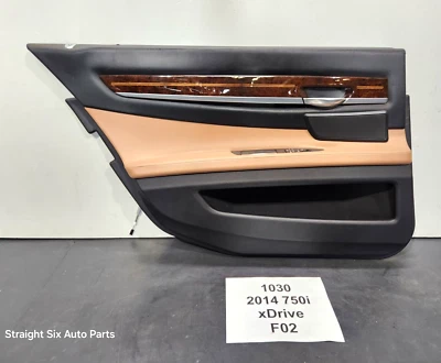 ✅ 10-15 OEM BMW F02 740 750 Puerta Trasera Conductor Tarjeta Panel Cuero Napa Marrón Foto 1 de 4