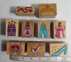 Princess Set of 9 Wooden Block Rubber Ink Stamps 