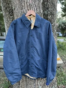 VINTAGE LL BEAN COACH CHAMOIS LINED NAVY BLUE JACKET MEN'S SIZE L - Picture 1 of 4