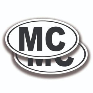 PEGATINAS INICIALES MC 2 calcomanías ventana parachoques coche camión Bogo - Imagen 1 de 1