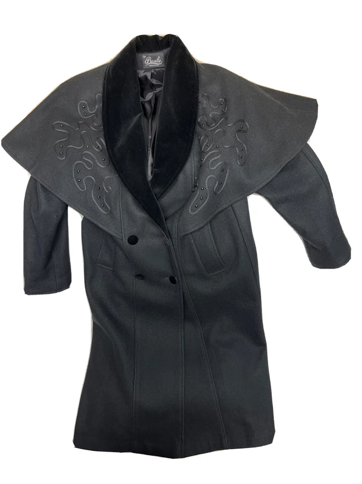Abrigo Chal Capa Vintage Basile Victoriano Gótico Lana/Nailon Talla L XL Negro Foto 1 de 4