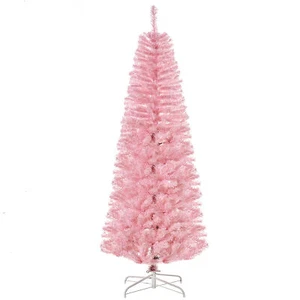 6ft Slim Artificial Pink Flocked Christmas Tree Pencil Xmas Decoration Clearance - Picture 1 of 12
