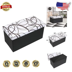Faux Leather Folding Storage Ottoman - Memory Foam Seat for Stylish Comfort - Picture 1 of 10