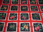 Vtg 90s Fabric Traditions Christmas Fruit Flowers Quilt Patches 44x16 RARE #PB2