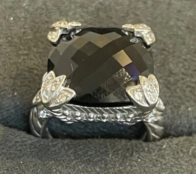 Anillo Judith Ripka Mónaco Ónix Negro Plata de Ley Talla 6 Foto 1 de 4