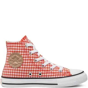 Converse- Kids Chuck Taylor All Star High Top Gingham Vichy - Bright Poppy/White - Picture 1 of 5
