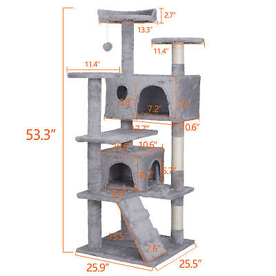 55 Inch Cat Tree Tower Condo Scratch Post For Kittens Pet House, Light Gray • 47.99$