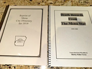 Death Records From The Mena Star and Reprint of Mena City Directory Genealogy AR - Picture 1 of 8