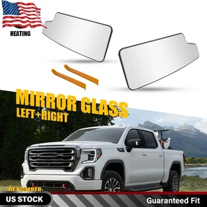 2X Rear View Lower Mirror Glass Heated For 2020-2021 Chevy Silverado GMC Sierra - Picture 1 of 17