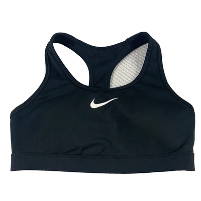 Nike Sports Bra Womens Small Black Swoosh Dri-FIT Racerback Athletic Gym Workout - Image 1 of 4