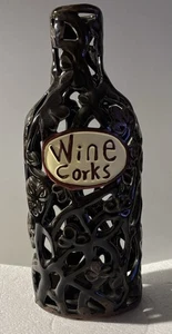 Portabottiglie Vino Sughero Ceramica da Collezione Design Vite Alto 14,5” - Foto 1 di 9