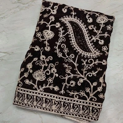 Bufanda Dupatta bordada a mano vintage india novia cachemira Aari estola de velo L" Foto 1 de 4