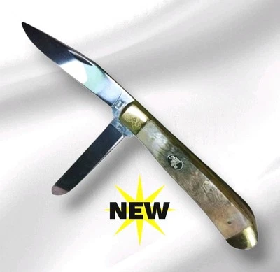 Rams Horn Steel Warrior Trapper Pocket Knife.  Item# Sw-108rhrne New #109 - Image 1 of 4