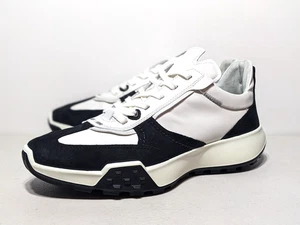 Ecco Herren Retro Freizeit Spitze Sneaker Schuh Fluidform schwarz/weiß - US Größe 9-9,5 - Bild 1 von 13