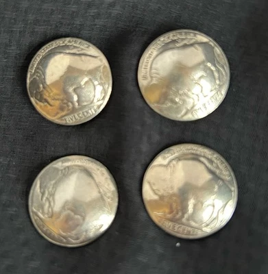 4 Genuine Buffalo Nickel Buttons - Image 1 of 4