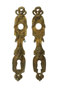 Pair of French European 8.375 in. Door Passage Back Plates - Picture 1 of 6