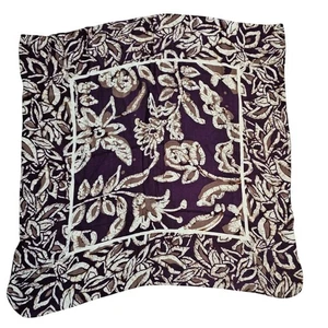 Vintage Womens Large Square Scarf 29x29 Purple Tan Floral - Picture 1 of 2