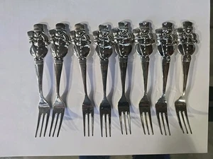 INTERNATIONAL SILVER CO..SET 8 SNOWMAN..X-MASS..VERSILBERT..VORSPEISE..GABELN - Bild 1 von 4