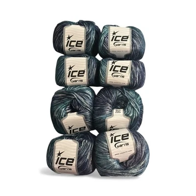 Ice Yarns Rock Star in Purple, Teal and Silver: Lot of 8 Wool blend - Image 1 of 4