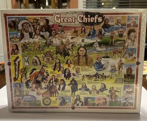 Neu VERSIEGELT 2001 Great Chiefs Indianer 1000 Stck. Puzzle Weiß Berg - Bild 1 von 6
