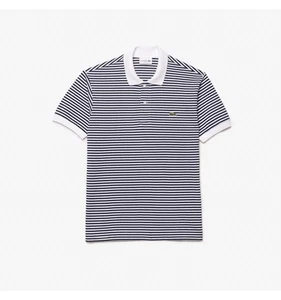 Polo Lacoste de corte clásico de petit piqué de rayas L.12.12 - Color: AZUL MARI - Imagen 1 de 1